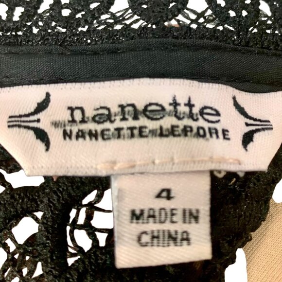 Elegant Black Crochet Lace Sheath Dress Nanette Lepore SZ 4 Classic Evening New - Picture 11 of 13